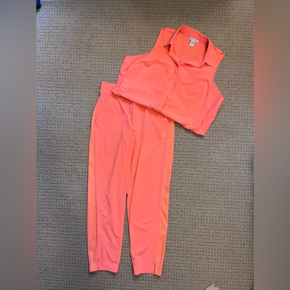 Athleta Brooklyn Ankle Pant sz 4 & Athleta Urbanite II Tank sz Small Sunny Coral